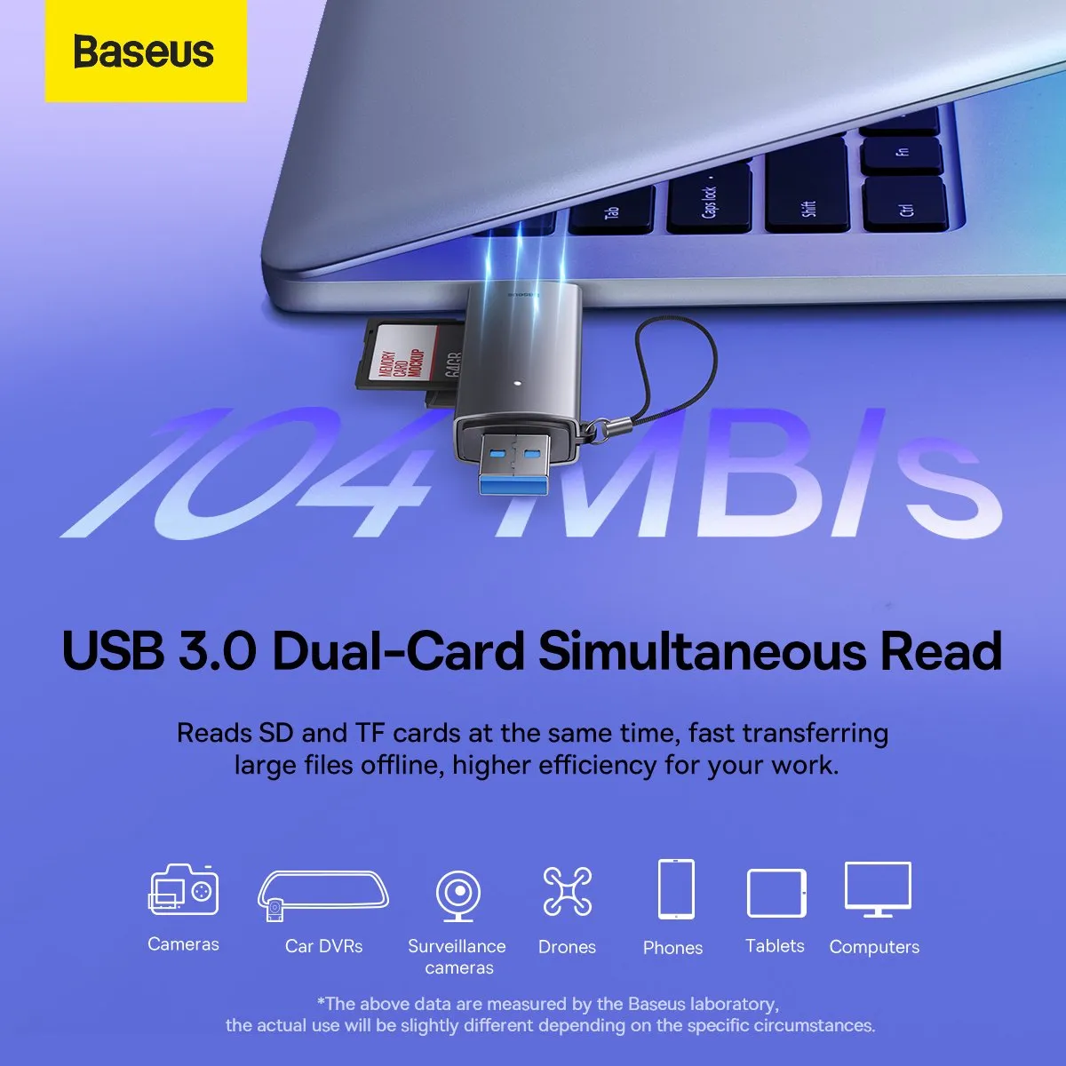 Baseus WKQX-06 Lite SD/TF Kaartlezer - Zilver/Grijs