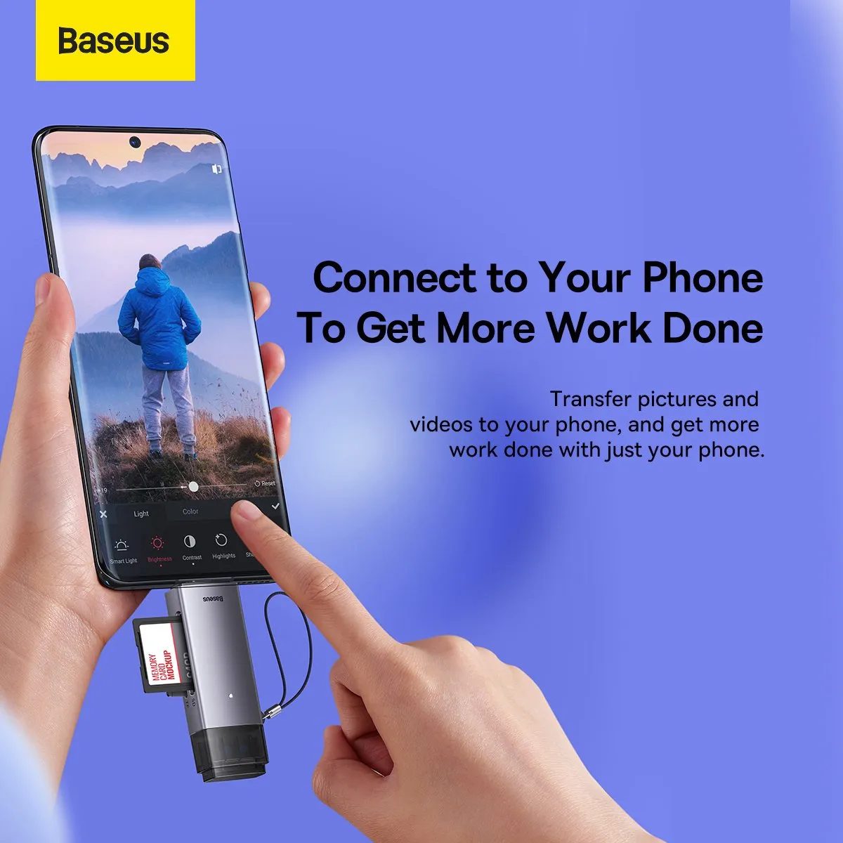 Baseus WKQX-06 Lite SD/TF Kaartlezer - Zilver/Grijs - afbeelding 6 van 6