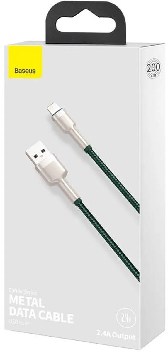 Baseus Cafule USB naar Lightning-kabel 2,4A 2m - Transparant Groen