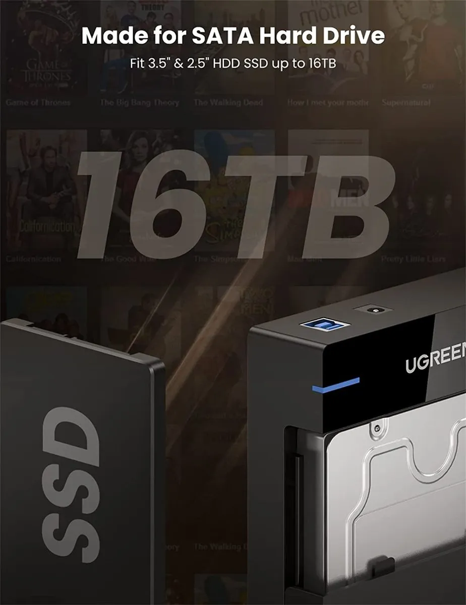 Ugreen USB3.0 3.5 inch SATA Behuizing 50422 - Zwart
