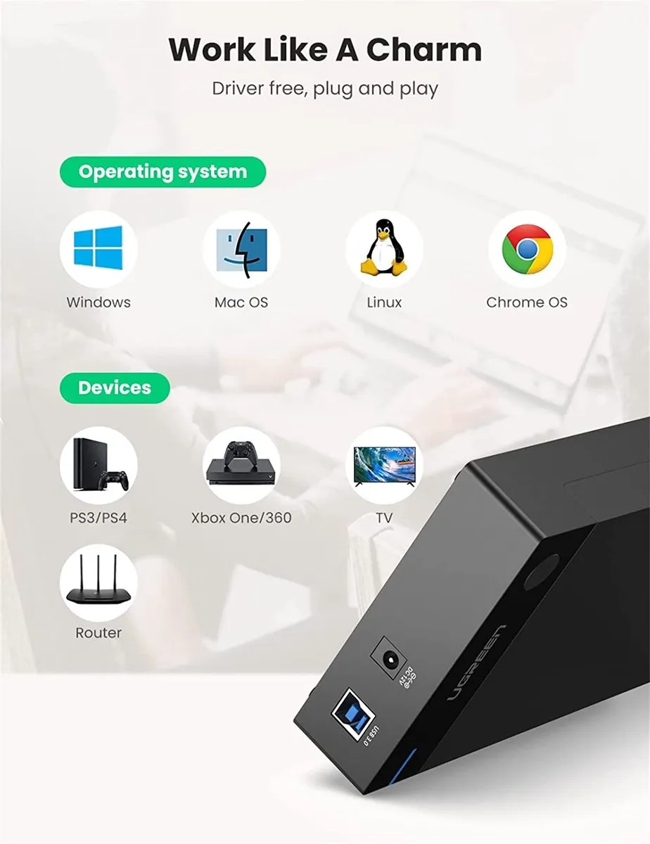 Ugreen USB3.0 3.5 inch SATA Behuizing 50422 - Zwart