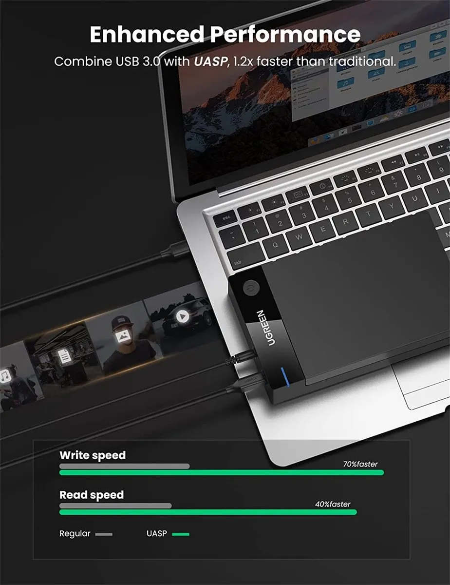 Ugreen USB3.0 3.5 inch SATA Behuizing 50422 - Zwart