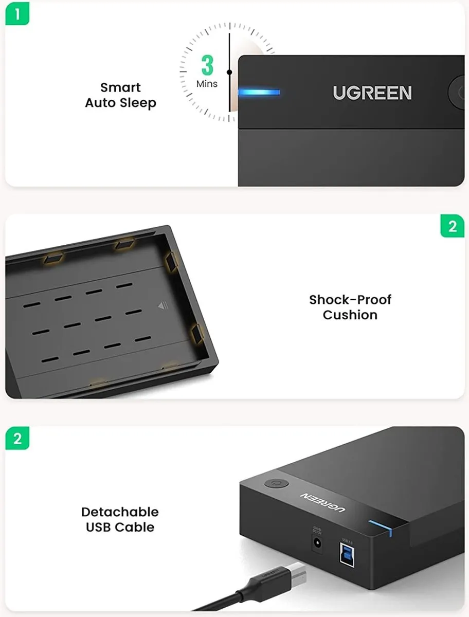 Ugreen USB3.0 3.5 inch SATA Behuizing 50422 - Zwart