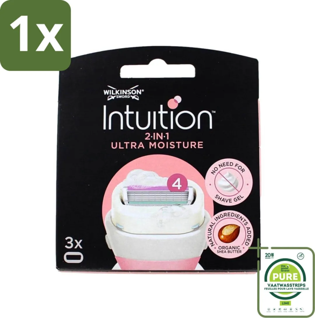 1 x Wilkinson - Navulmesjes Intuition 2-in-1 - Shea Butter - Scheert en Verzacht - 3 scheermesjes - Scheermesjes - Scheermesjes Voor Vrouwen - Wilkinson Intuition - Scheermesjes Met Sheaboter - 2-in-1 Scheermesjes