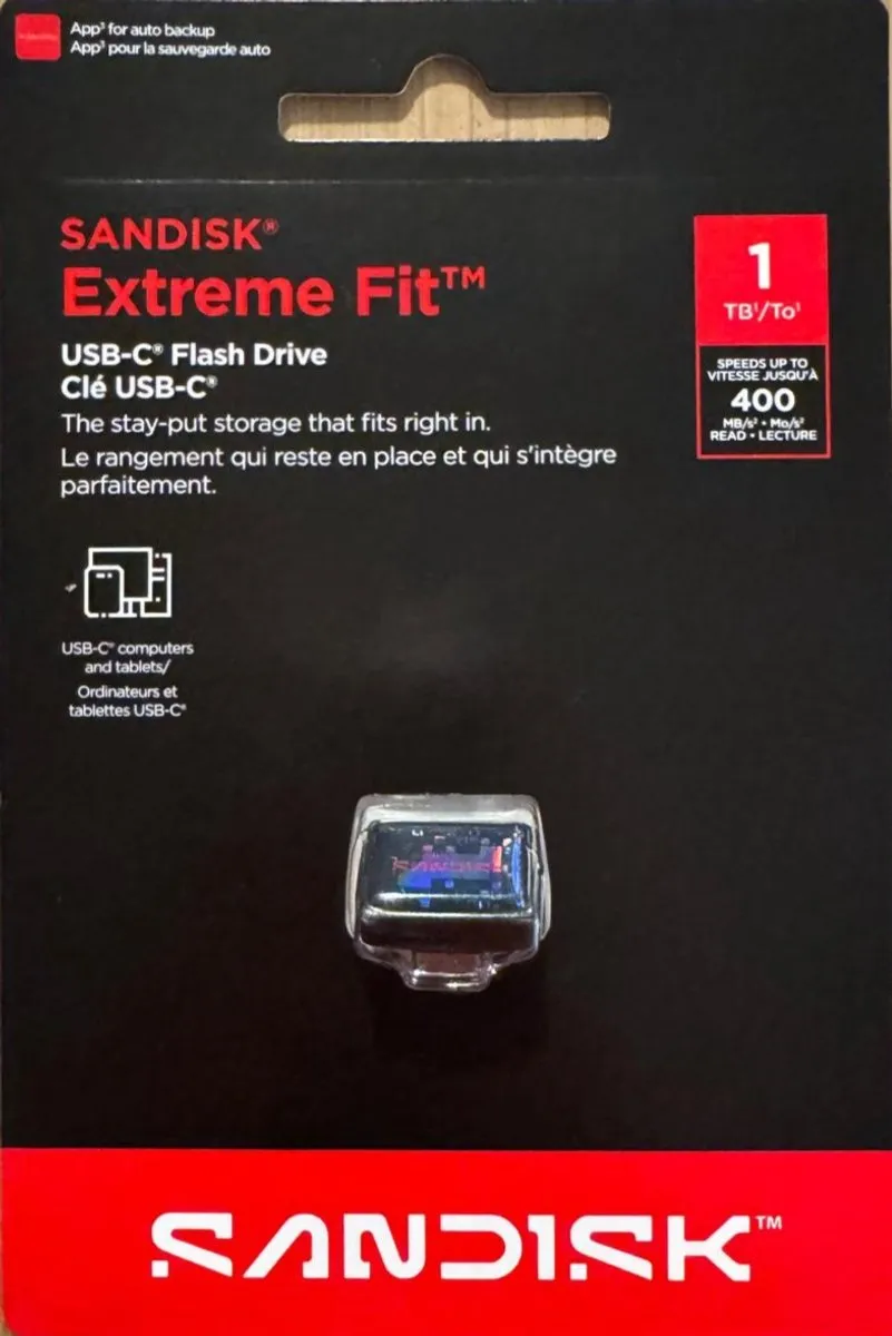 SanDisk Extreme Fit SDCZ530-1T00-G46 USB-C Stick 1TB - Zwart