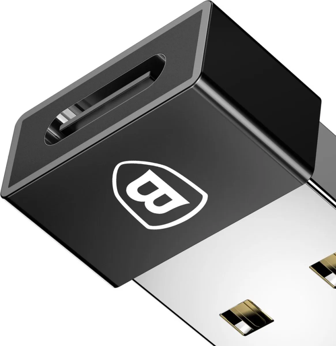 Baseus USB-A naar USB-C Adapter 2.4A - Zwart