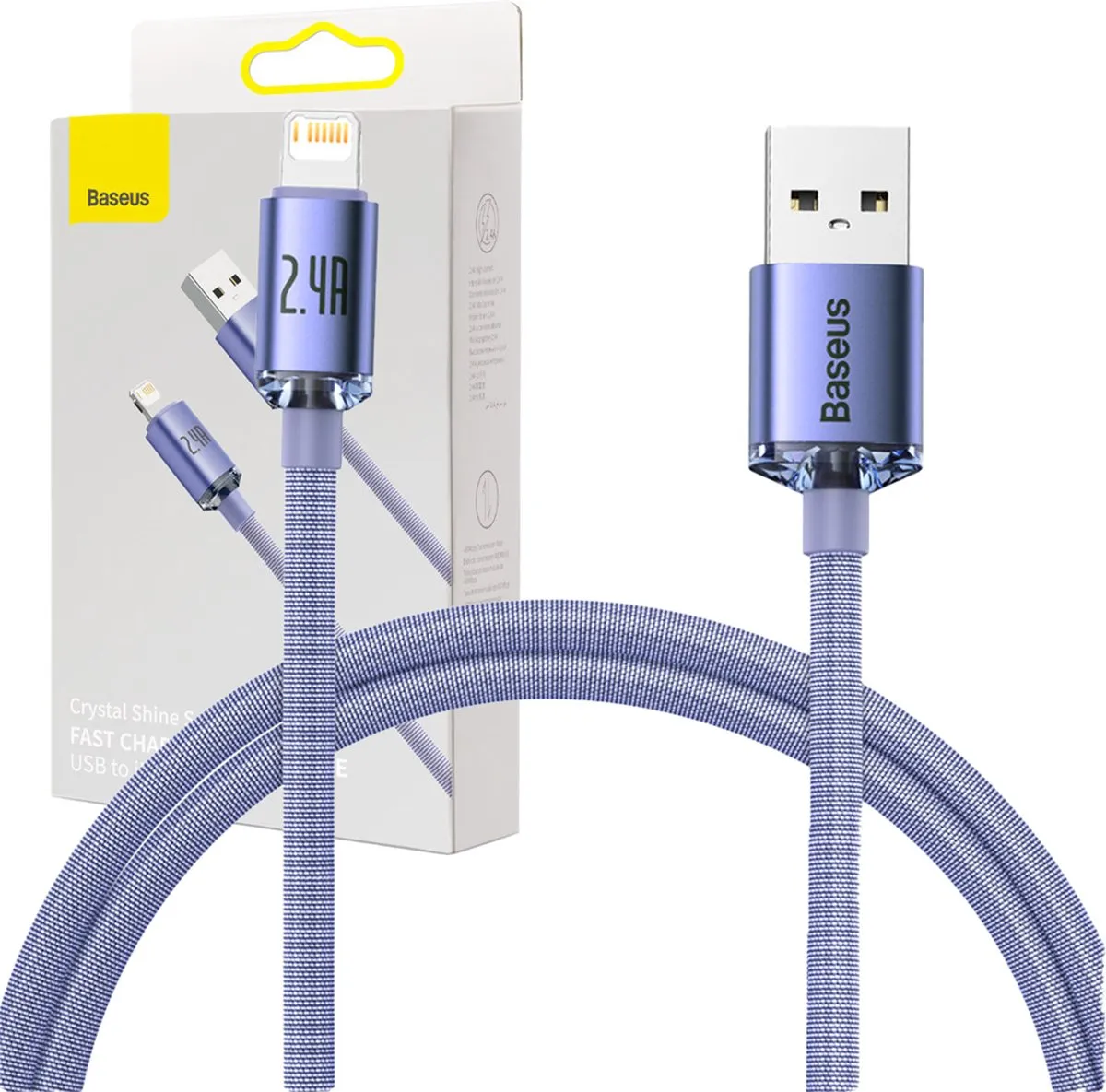 Baseus Shine Series USB-kabel Lightning - 2.4A 1.2m - Paars