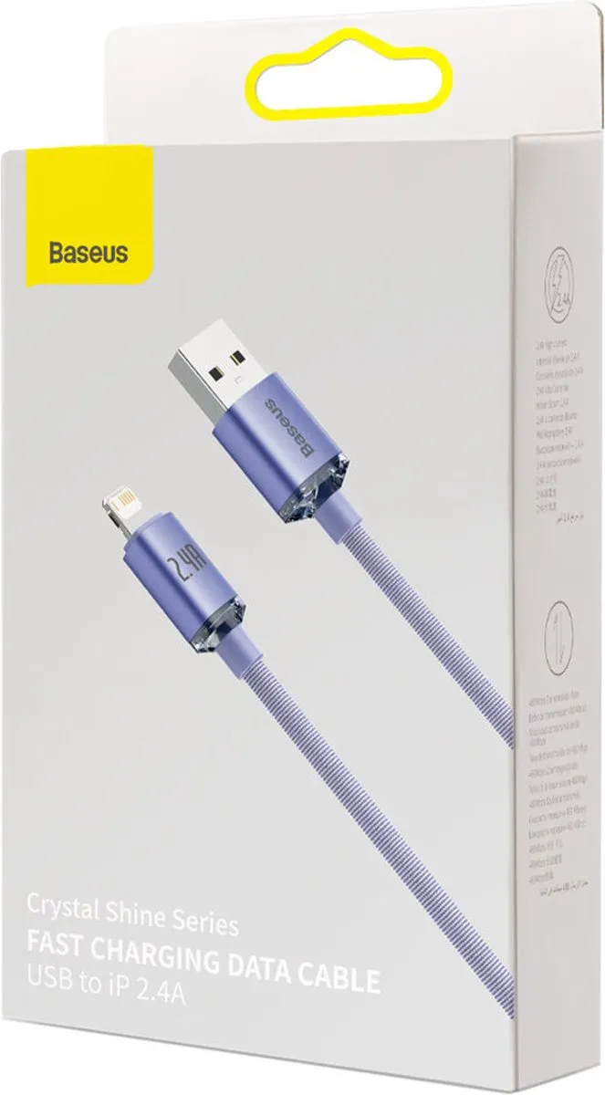 Baseus Shine Series USB-kabel Lightning - 2.4A 1.2m - Paars
