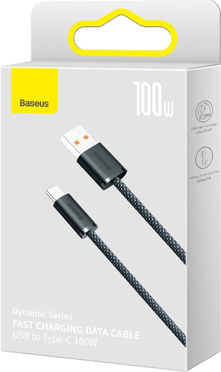 Baseus Dynamic Series USB Type C Kabel 100W 1m - Zwart