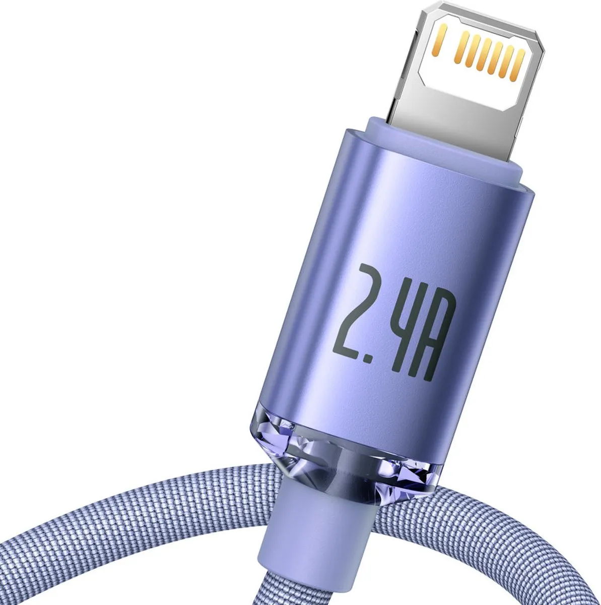 Baseus Crystal Shine Series USB-kabel Lightning - 2.4A 2m - Violet - afbeelding 6 van 6