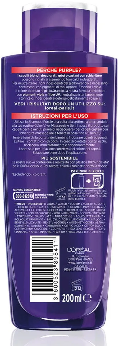 L'Oréal Paris Elvive Color Protect Purple Shampoo 200ml