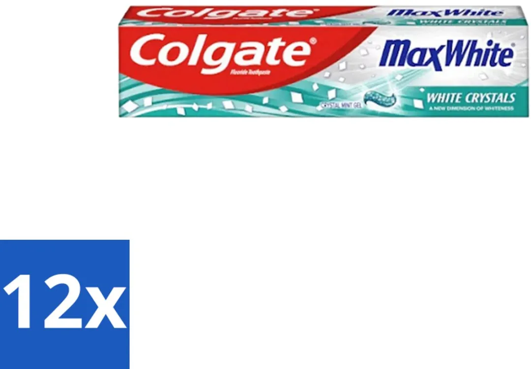 12 x Colgate - Max White - Whitening Crystals - Tandpasta - 100ml - Tandpasta - Witte Tanden - Whitening Crystals - Tanden Reinigen - Vlekken Verwijderen