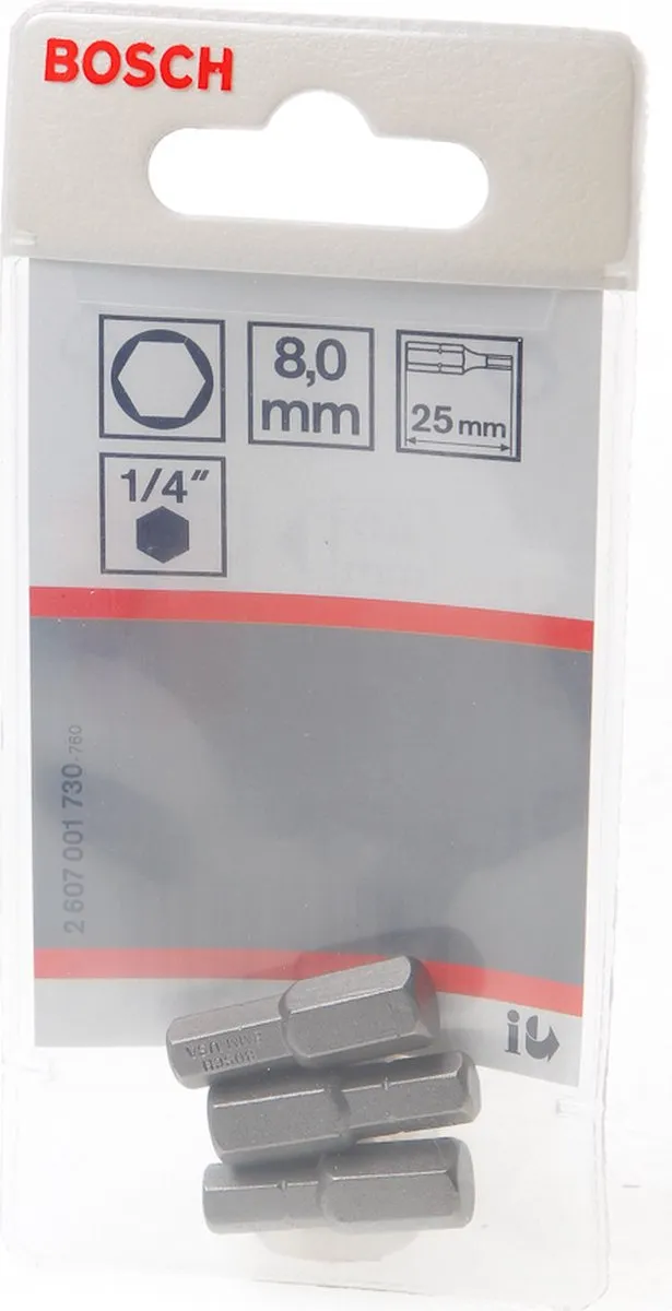 Bosch BIT 1/4XH-TORS/IS 8.0 2607001730 - 3 Stuks
