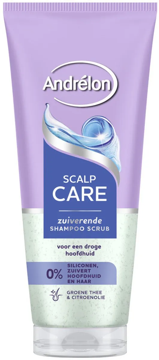 25 x Andrélon – Shampoo Scrub – Anti Roos – 200 ml - Grootverpakking - Anti-roos Shampoo - Droge Hoofdhuid - Hoofdhuid Reinigen - Groene Thee Shampoo - Citroenolie Shampoo