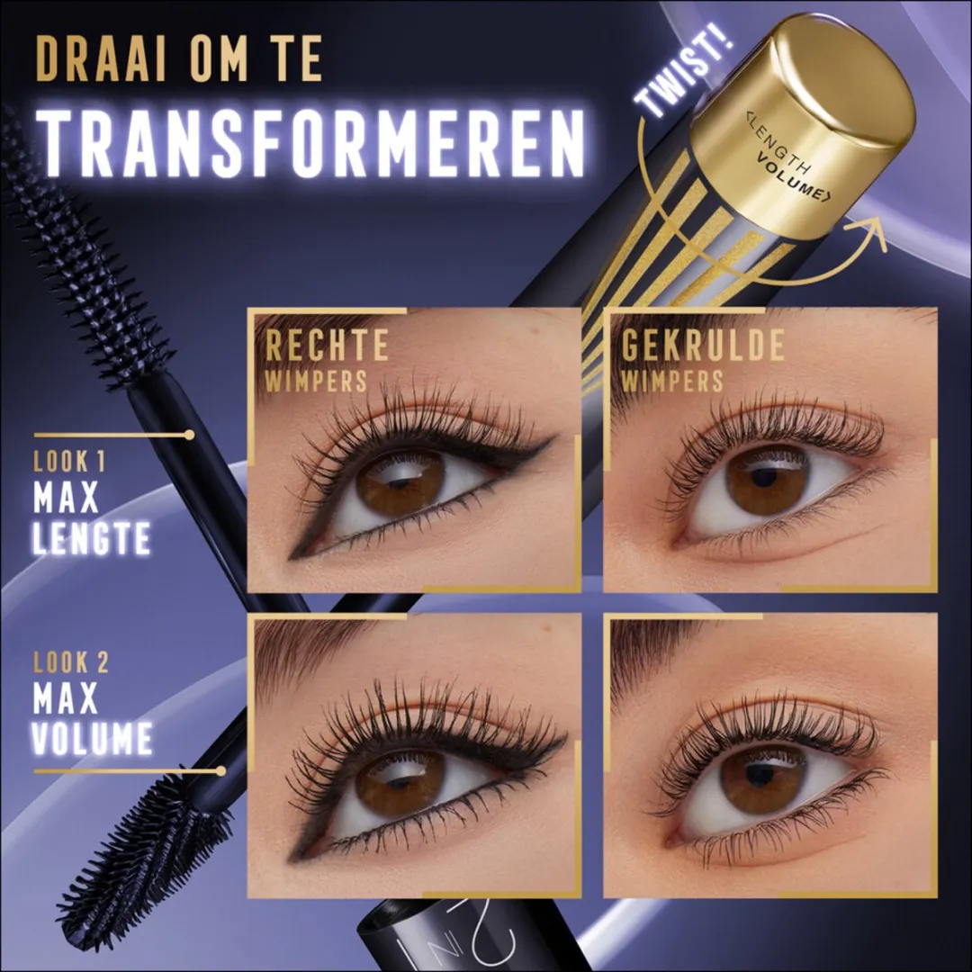 Max Factor Masterpiece 2-in-1 Lash Wow Mascara 7ml - Midnight Black