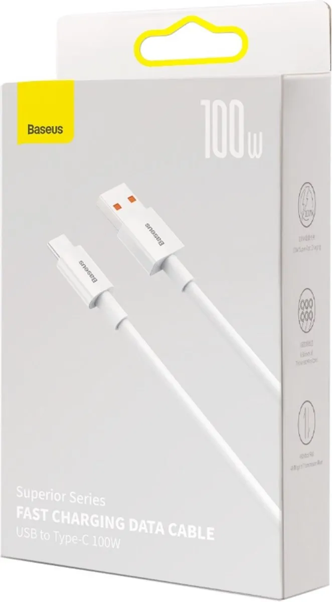 Baseus Universele USB-C Kabel 1m - 65W - Wit