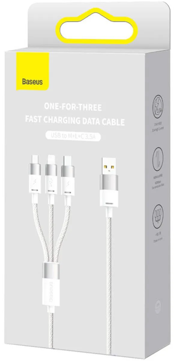 Baseus USB Kabel 3.5A 1.2m - Wit