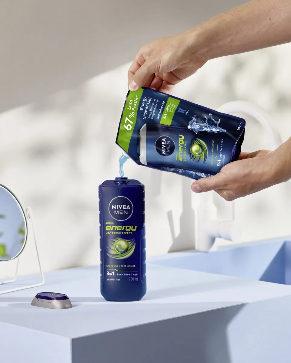 NIVEA MEN Energy 3in1 Shower Gel Refill - 6x500ml