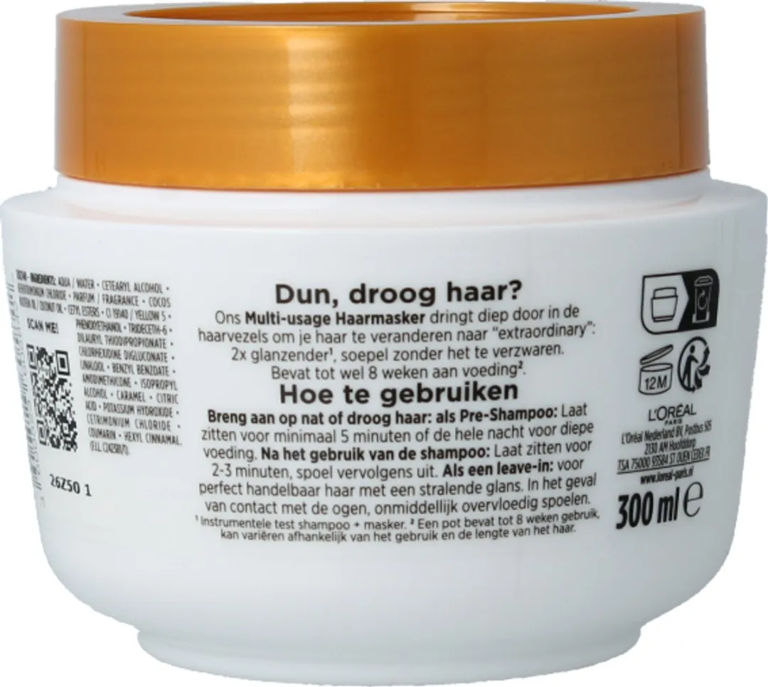 L'Oréal Paris Elvive Extraordinary Oil Kokos Haarmasker 300ml - afbeelding 6 van 6