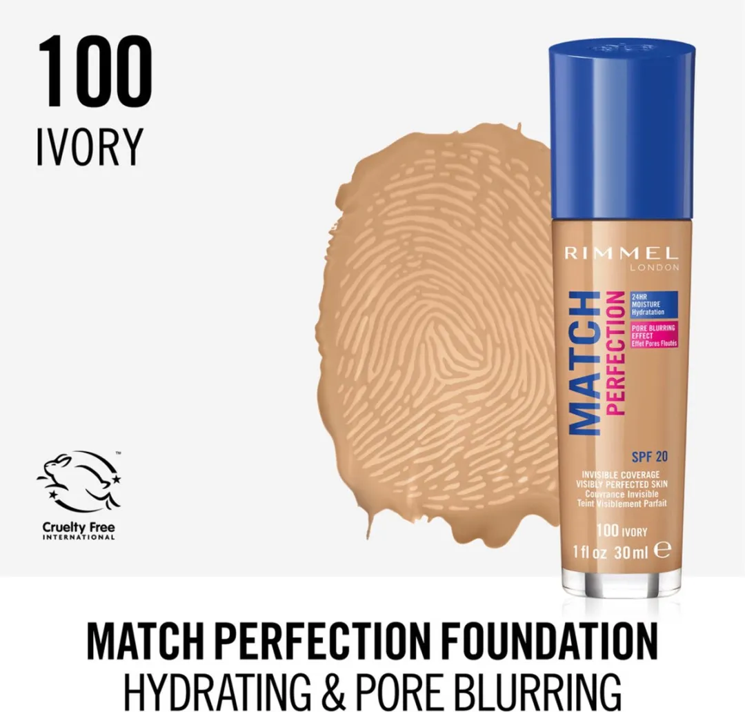 Rimmel London Match Perfection Foundation 100 Ivory Beige