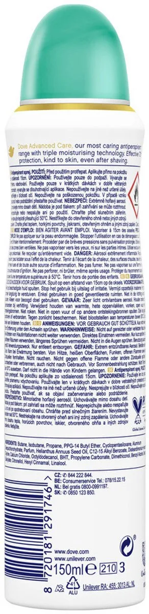 Dove Deodorant Spray Peer & Aloe Vera 450ml - 3 Stuks