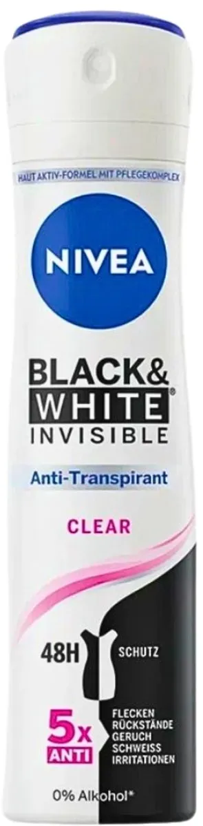 NIVEA Black & White Invisible Clear Deo Spray 150ml - 7 Stuks