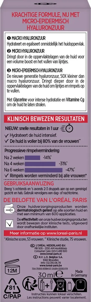 L'Oréal Paris Revitalift Filler Hyaluronzuur Serum 1,5% - 30ml