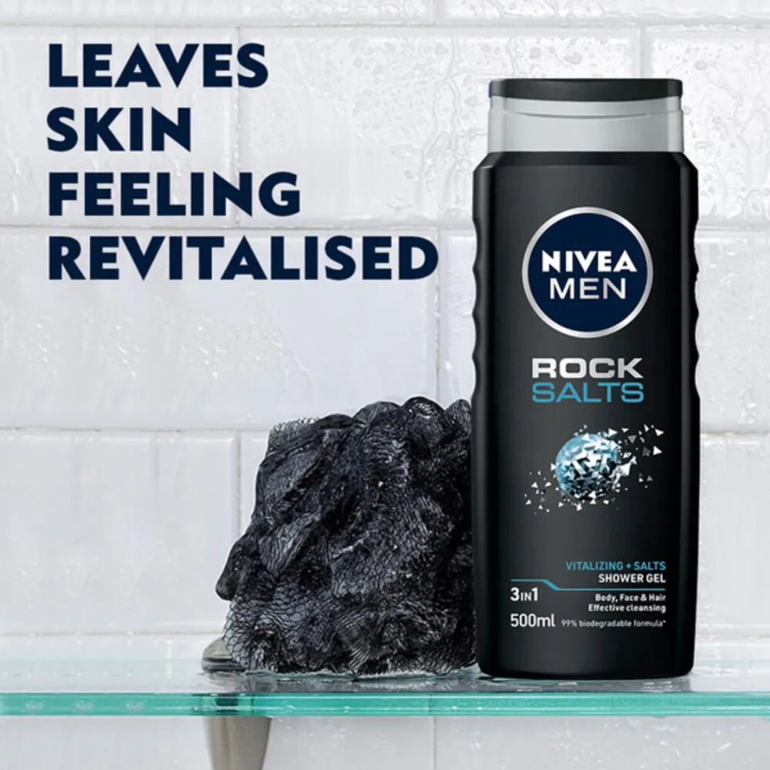 NIVEA MEN Rock Salts Douchegel 3-in-1 - 6x500ml