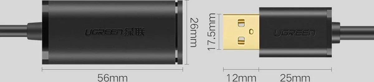 Ugreen USB 2.0 Verlengkabel 480 Mbps 10m - Zwart - afbeelding 6 van 6
