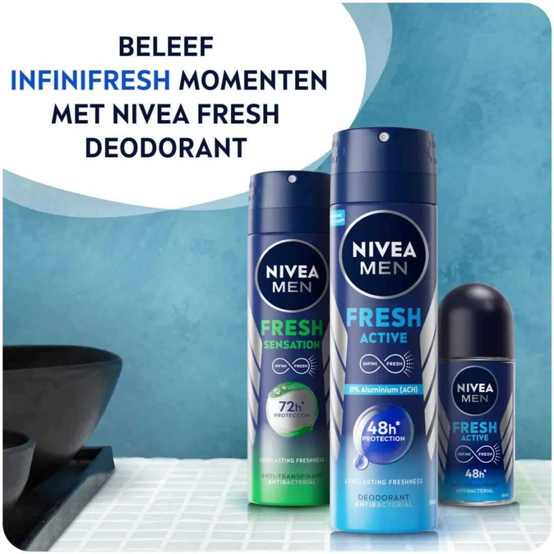 NIVEA MEN Fresh Active Deodorant Spray 150ml - 15 Stuks