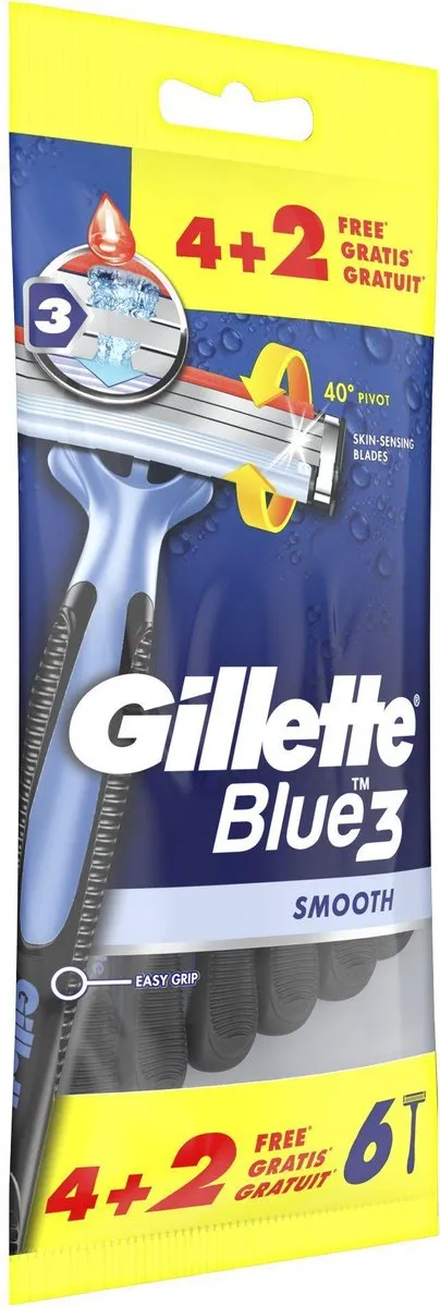 Gillette Blue3 Smooth 4+2 Scheermesjes - 6 Stuks