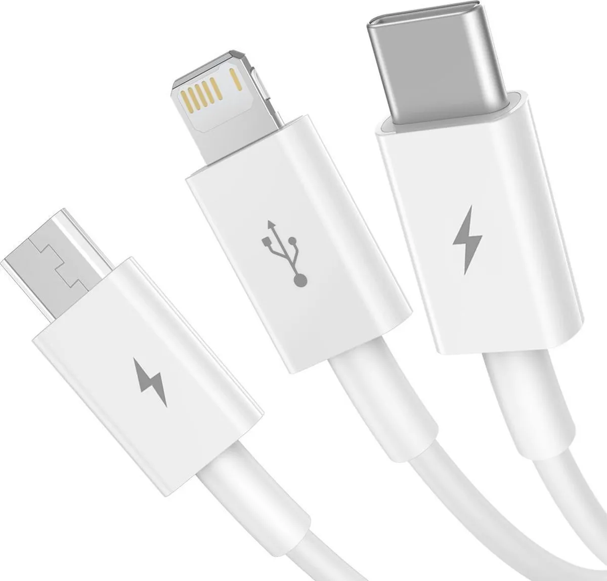 Baseus Superior 3in1 USB Kabel - Lightning/USB-C/microUSB 3.5A 1.5m - Wit