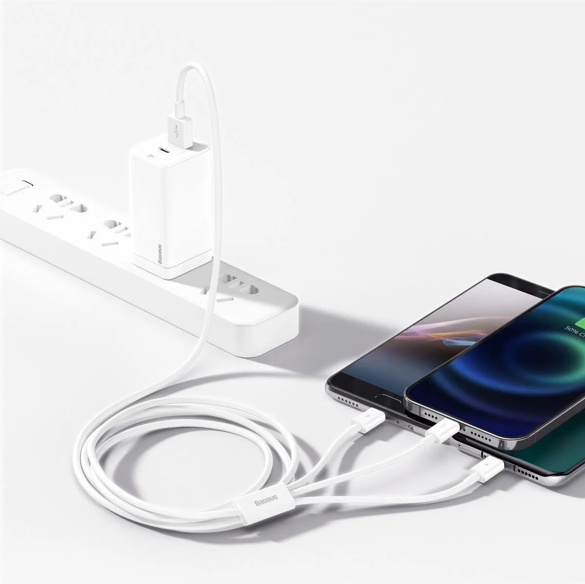 Baseus Superior 3in1 USB Kabel - Lightning/USB-C/microUSB 3.5A 1.5m - Wit