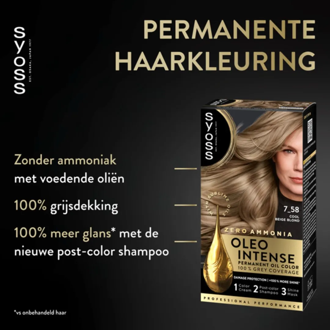 SYOSS Oleo Intense Haarverf 7-58 Cool Beige Blond - 20 Stuks