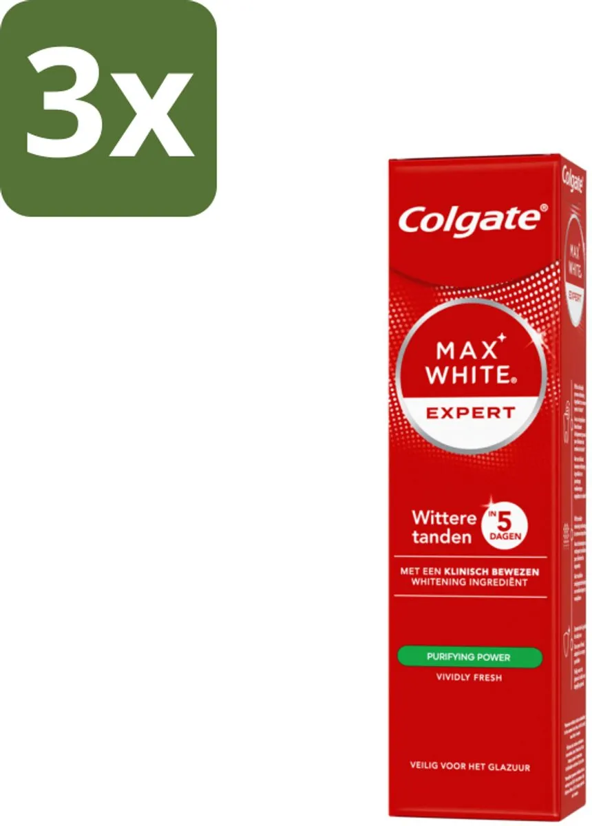 Colgate Max White Expert Purifying Power Tandpasta 225ml - 3 Stuks