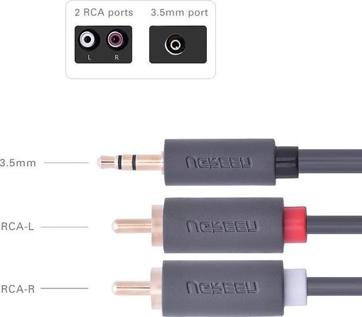 UGREEN 2x RCA naar 3.5mm Audiokabel - 1 Meter