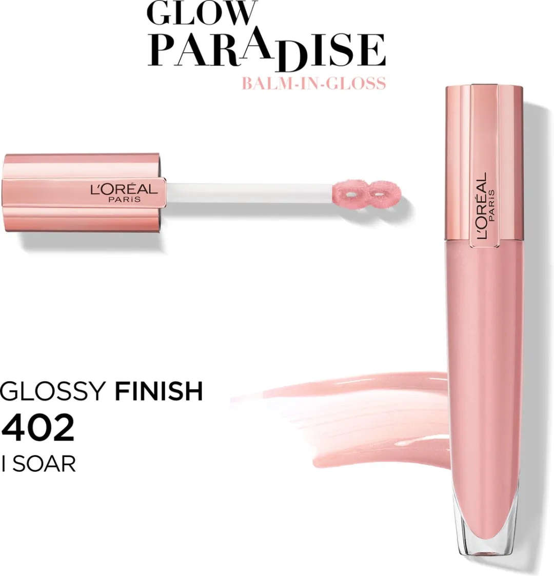 L'Oréal Paris Glow Paradise Balm in Gloss 402 I Soar - 7ml - Transparant Roze