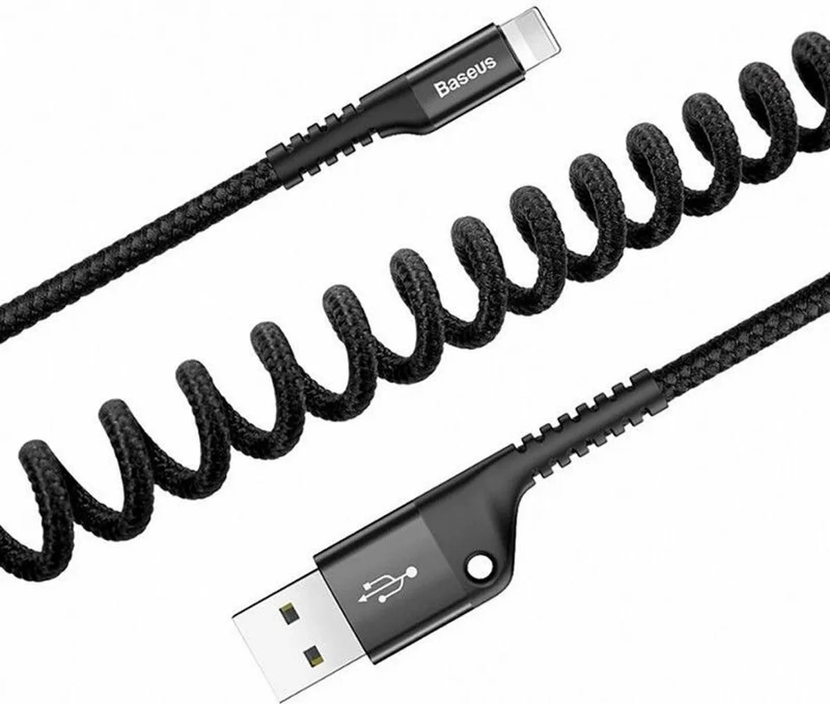 Baseus Fish Eye Spring USB/Lightning-kabel 1M 2A - CALSR-01 - Zwart