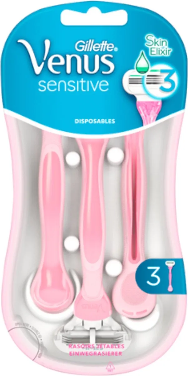 Gillette Venus Sensitive Wegwerp Scheermesjes 3 Stuks - Roze