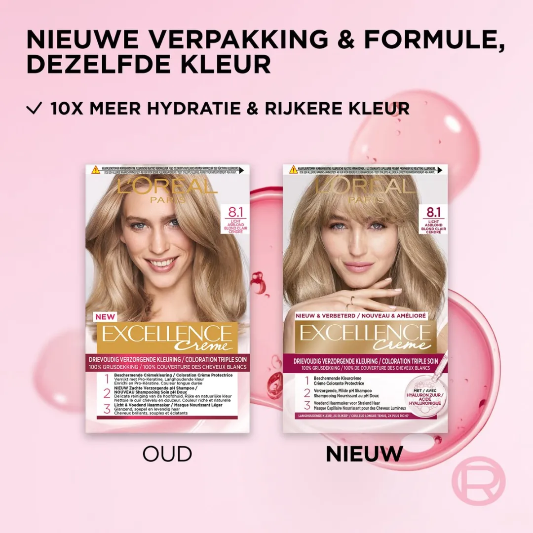 L'Oréal Paris Excellence Crème 8.1 Licht Asblond - 1035ml - afbeelding 6 van 6