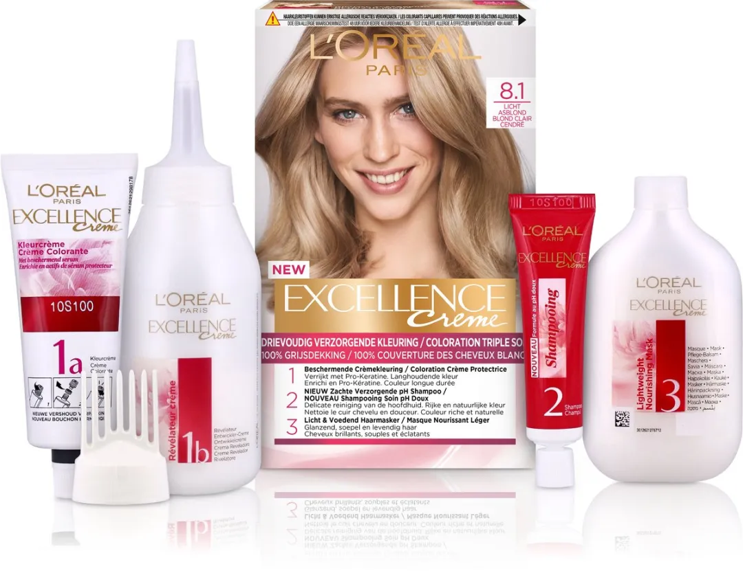 L'Oréal Paris Excellence Crème 8.1 Licht Asblond - 1035ml