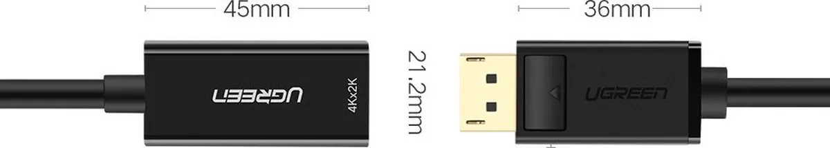 Ugreen DisplayPort naar HDMI Adapterkabel 1080P 60Hz - Zwart
