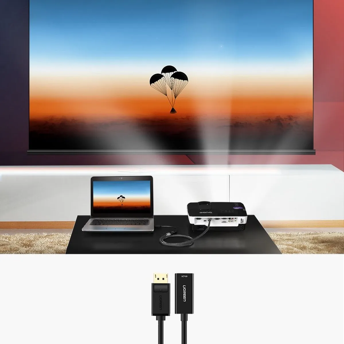 Ugreen DisplayPort naar HDMI Adapterkabel 1080P 60Hz - Zwart - afbeelding 6 van 6