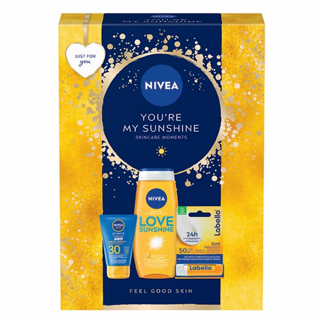 NIVEA You’re My Sunshine Geschenkset Vrouwen- Cadeaupakket met Zonnebrand, Douchegel, Labello - Verjaardag Cadeau Vrouw - Moederdag cadeautje