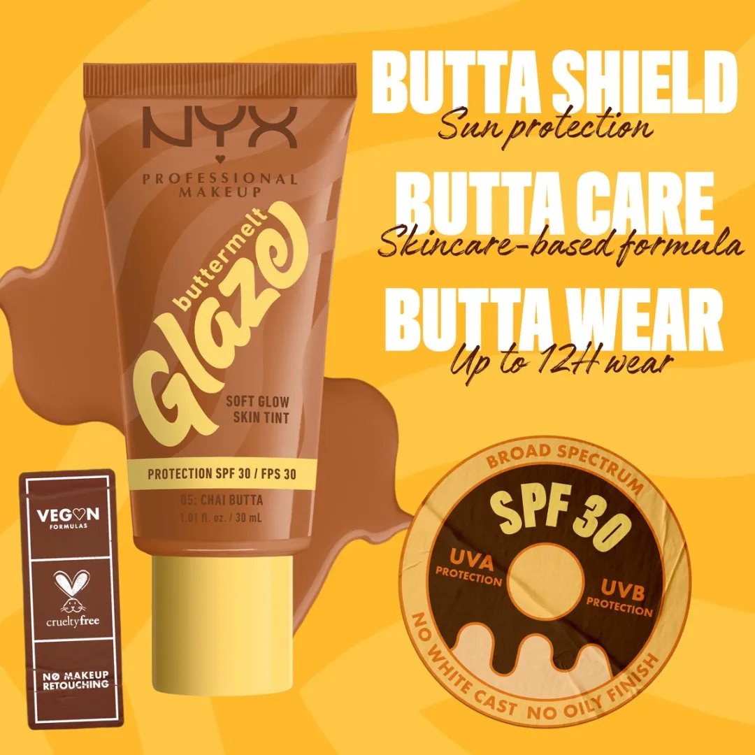 NYX Professional Makeup Buttermelt Glaze Foundation Chai Butta - SPF 30 - 30ml