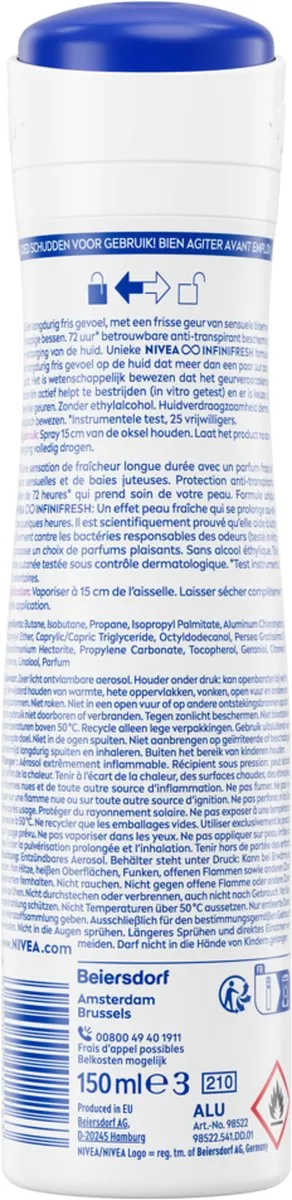 NIVEA Fresh Sensation Anti-transpirant Spray 72u - 6x150ml - afbeelding 6 van 6