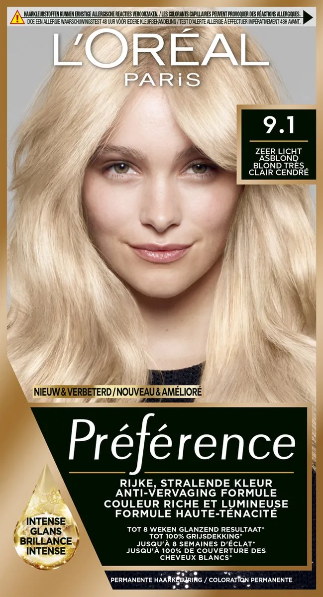 L'Oréal Paris Préférence 9 Zeer Licht Asblond Haarverf 996ml
