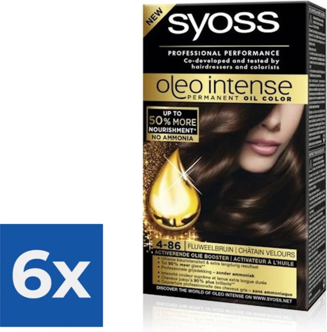 SYOSS Oleo Intense 4-86 Fluweelbruin Haarverf - 6 Stuks