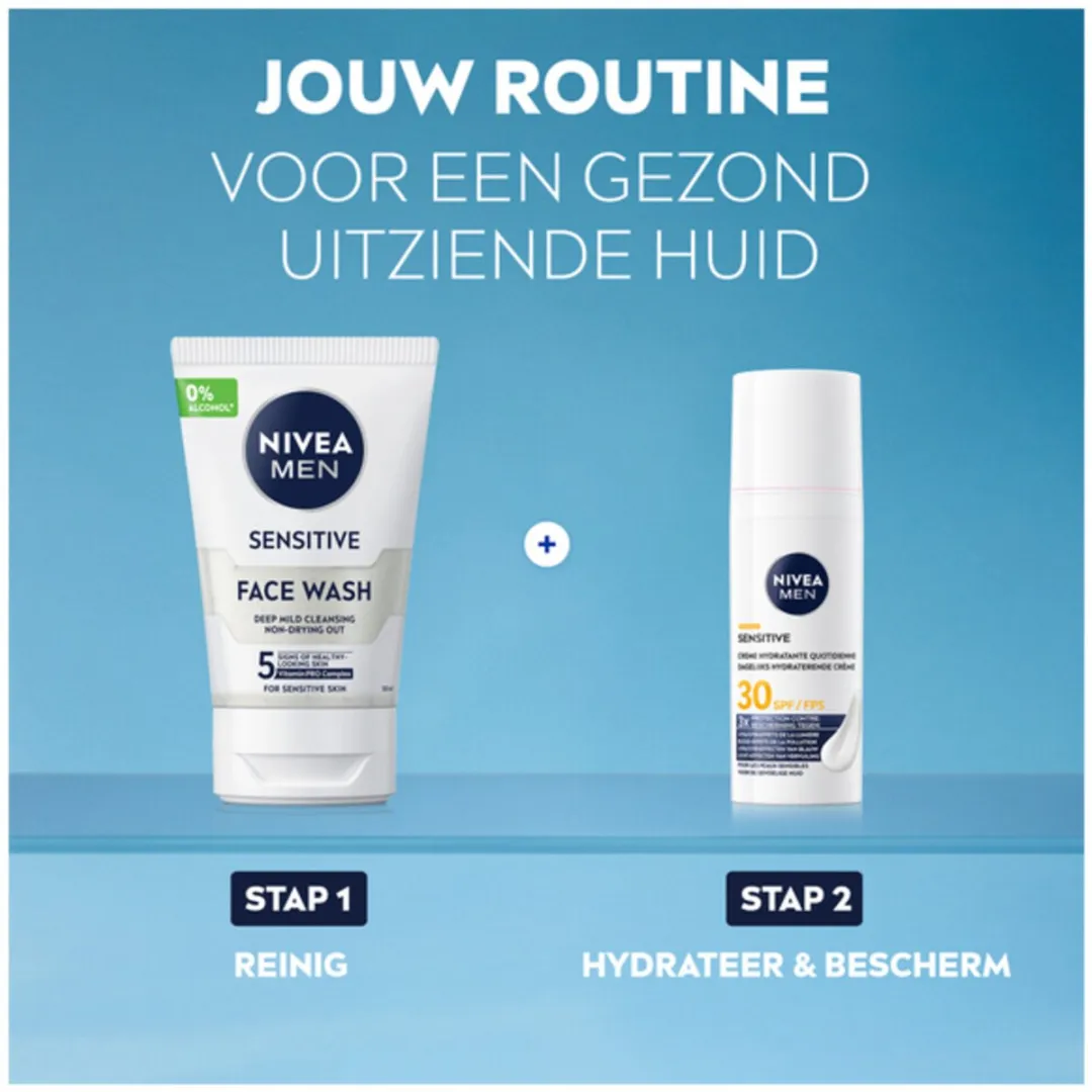 NIVEA MEN Gezichtscrème Sensitive SPF30 50ml - 3 Stuks