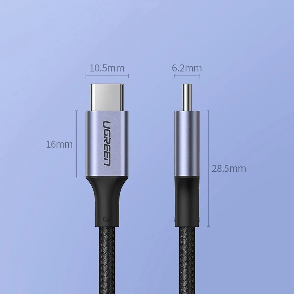 Ugreen USB-C Kabel 1m - Grijs - 100W PD 480Mbps - afbeelding 6 van 6